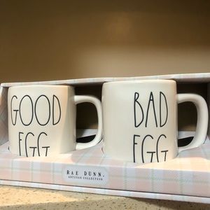 Rae Dunn Good Egg and Bad Egg Mugs